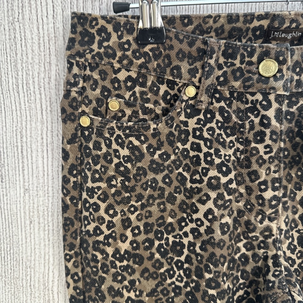 J. McLaughlin Lexi Jeans Women 2 Brown Leopard Cheetah Animal Print Skinny Pants - Picture 3 of 16